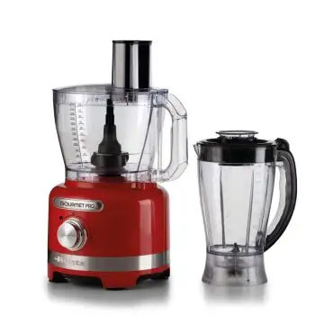 Ariete 1782 Gourmet Pro Moderna, Robot da cucina, Tritatutto 3L, Frullatore 2L, 2 velocità + Pulse, Set di lame + Disco in acciaio inox, Accessorio spremiagrumi, Rosso , 160023