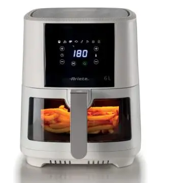 Ariete 4626 Airy Fryer 6L, Friggitrice ad aria, 1300 W, Capacità 6L, Capacità di cottura 2,5kg, 8 programmi preimpostati, Temperatura fino a 200°, Cestello trasparente per controllo cottura , 146722