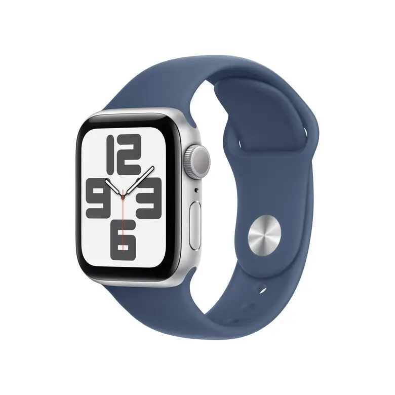 Image of Apple Watch SE GPS 40mm Cassa in Alluminio Color Argento con Denim Sport Band - M/Lcod077